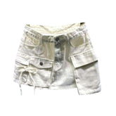 Jeansrock mit unregelmäßigen Cargotaschen